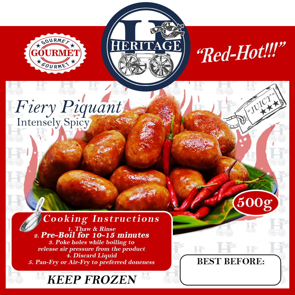 "Fiery Piquant" (Intensely Spicy) Gourmet Longganisa